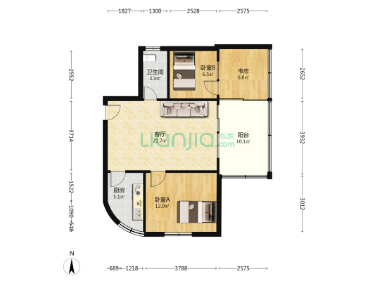 纺织巷小区 3室1厅1卫 68平方