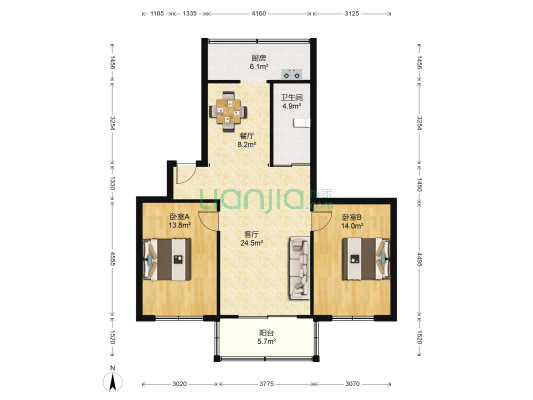 翔运街商检小区 2室2厅1卫 102平方