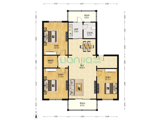 政发物业 3室1厅1卫 125平方