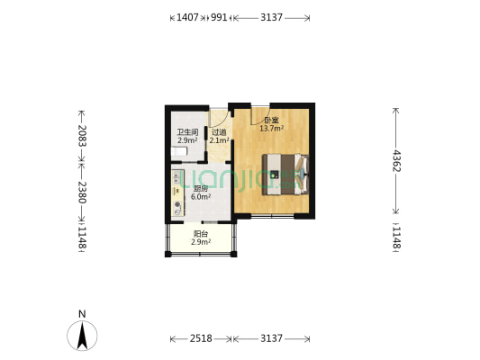 宁山中路 1室0厅1卫 36平方