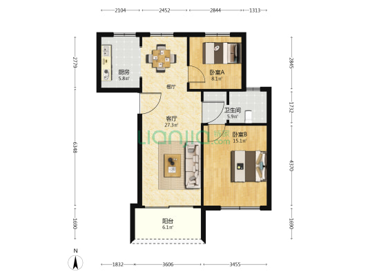 云荷雅居 2室1厅1卫 81平方