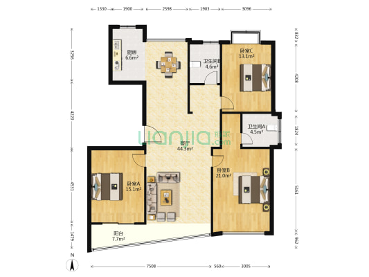学府壹号(滨海县) 3室1厅2卫 143平方