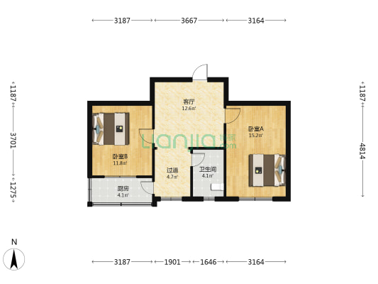 兴汾苑小区 2室1厅1卫 64平方
