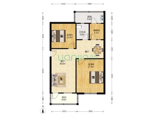 17号18号楼居民小区 2室1厅1卫 120平方