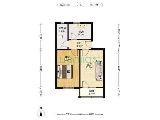 市委家属院 1室1厅1卫 55平方