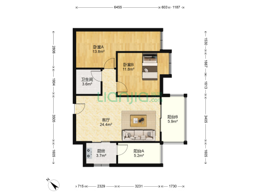 名城金典 2室1厅1卫 79平方