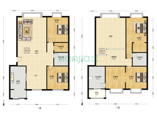 天泰花园 4室1厅3卫 234平方