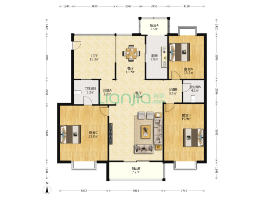 紫薇康馨公寓 3室2厅2卫 185平方