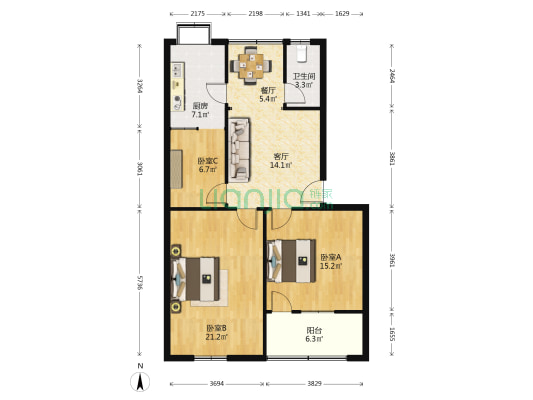 公路管理局家属区 3室2厅1卫 97平方