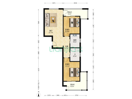高新骊山下的院子一期 2室1厅1卫 93平方