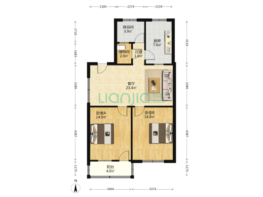 德发大道90-1号 2室1厅1卫 92平方