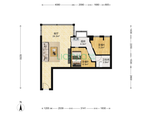 兰兴苑 2室1厅1卫 53平方
