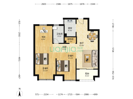 中昂祥云府 3室1厅1卫 97平方