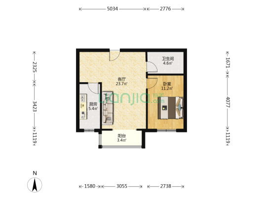 秀水佳苑小区 1室1厅1卫 64平方