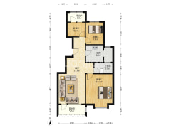 高铁板块一梯两户，洋房带阳台。-涿州华融现代城户型图