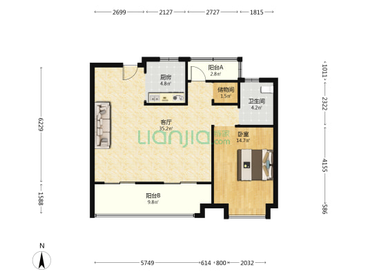 尚泽樾园东区 1室1厅1卫 96平方