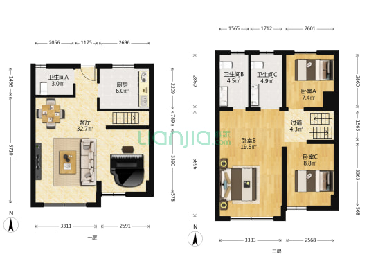 首开龙湖璟宸府 3室1厅3卫 92平方