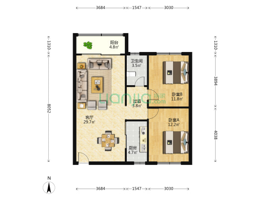 兴华小区 2室1厅1卫 89平方