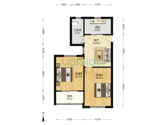 北大街105弄 2室1厅1卫 66平方