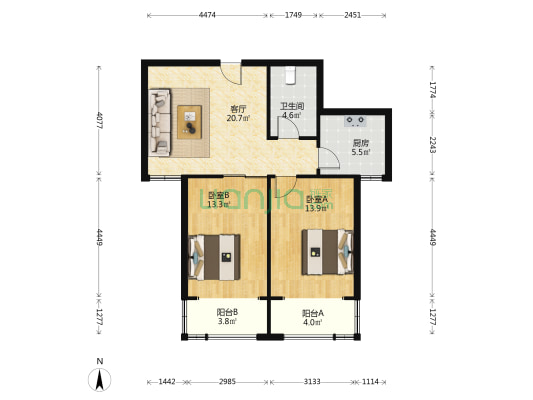 星海苑二期 2室1厅1卫 87平方