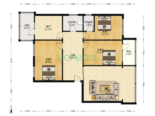 青年东街南巷13号院邮电宿舍 3室2厅2卫 139平方