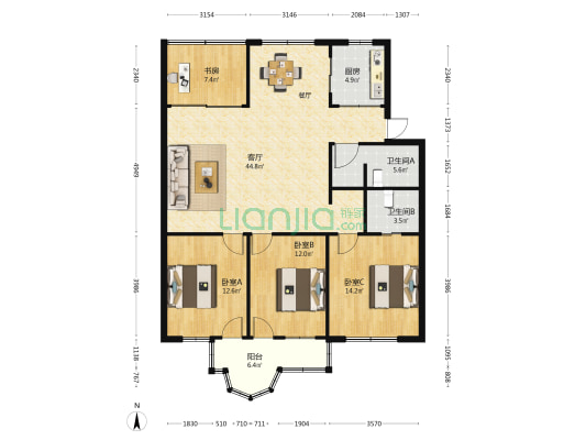 永隆楼 4室1厅2卫 139平方