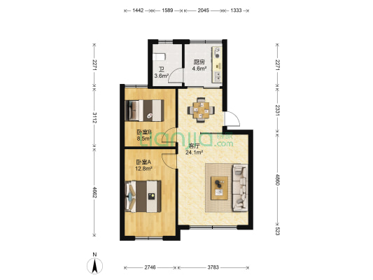 鋁兴社区和谐大院 2室1厅1卫 70平方
