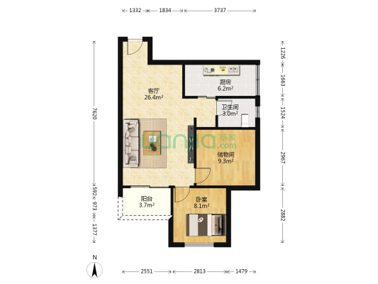 鼎盛时空 1室1厅1卫 71平方
