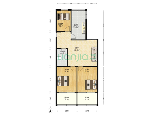 东巷口68号 3室1厅1卫 115平方