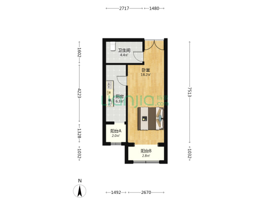 裕和嘉园 1室0厅1卫 49平方