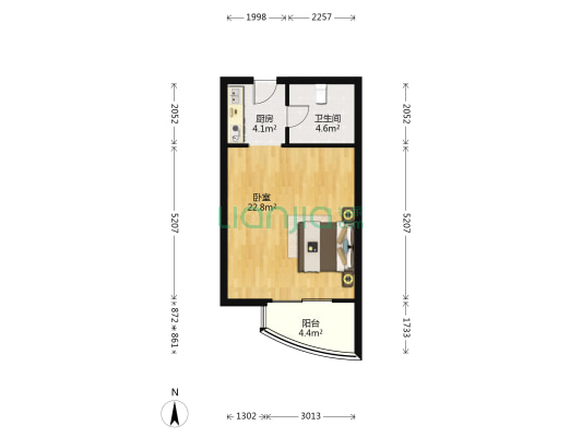 白天鹅国际商务中心 1室0厅1卫 48平方