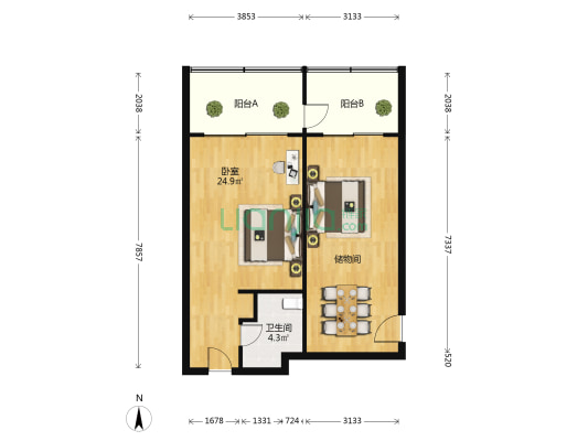家兴公寓 1室0厅1卫 99平方