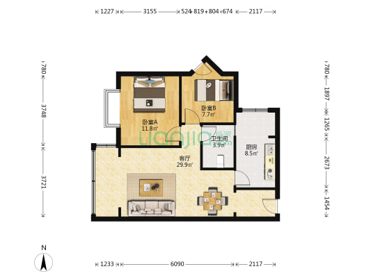 朝阳北苑二期 2室1厅1卫 76平方