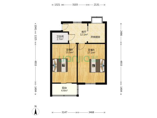 北长路30 2室1厅1卫 43平方