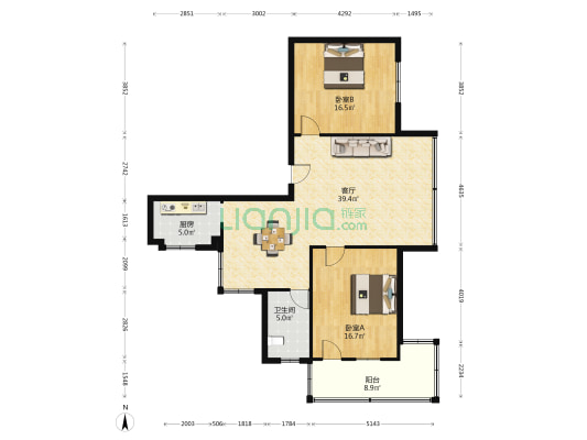 精典公寓小区 2室1厅1卫 106平方