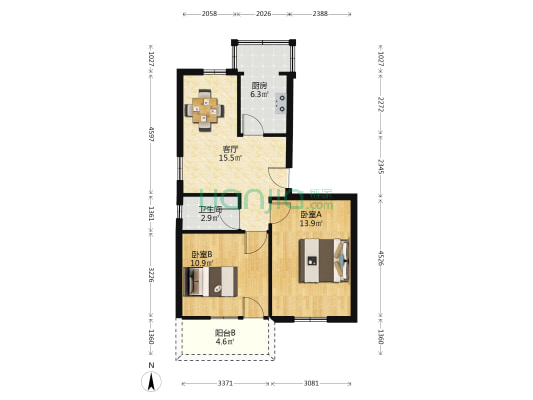安徽省长江计量所小区 2室1厅1卫 60平方