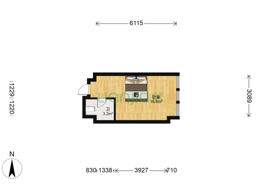 兆坤星悦荟 1室0厅1卫 32平方