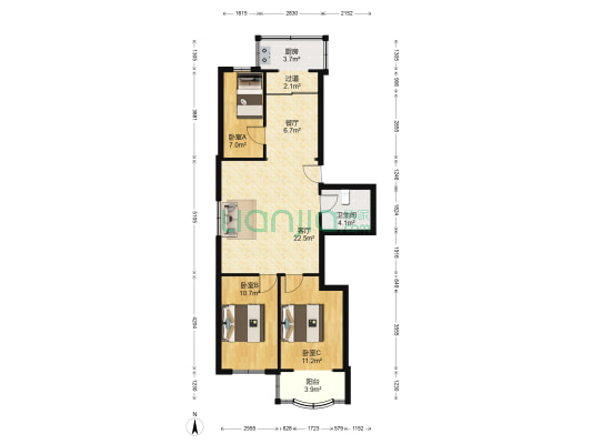 定庄东晟家园 3室2厅1卫 87平方