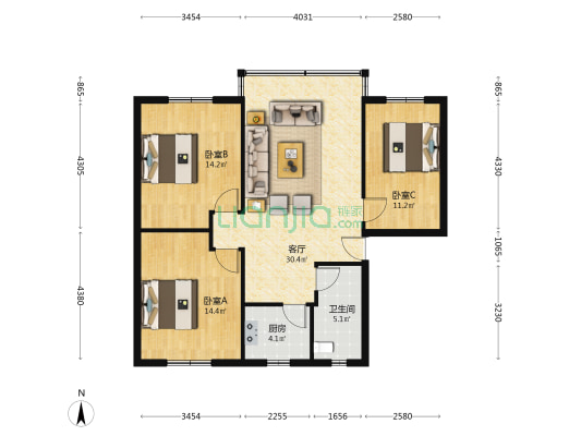 圣谕亭巷85号 3室1厅1卫 101平方