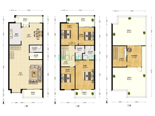 波西米亚花园 5室2厅3卫 205平方
