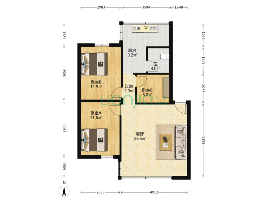 荷香路 3室1厅1卫 90平方