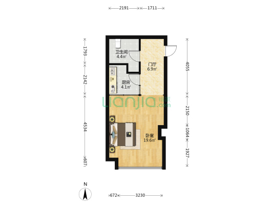 铂悦公寓 1室0厅1卫 54平方