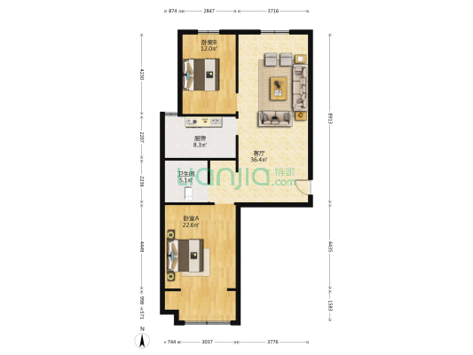 和易嘉园 2室1厅1卫 116平方