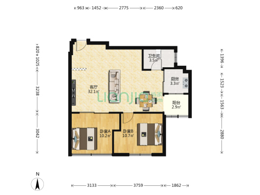 均益大厦 2室1厅1卫 84平方