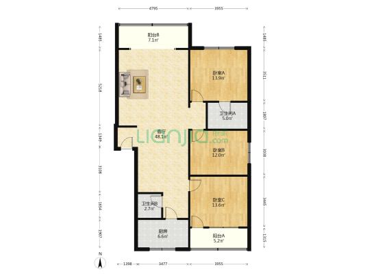 文庙街17号 3室1厅2卫 116平方