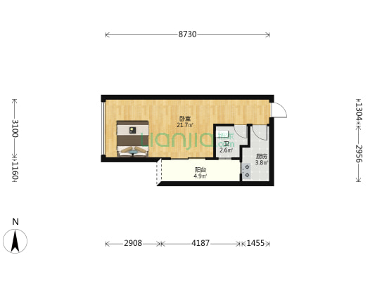 广汇高墅 1室0厅1卫 45平方