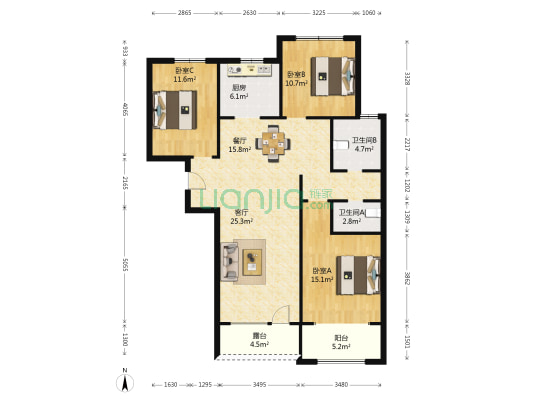 绿地云水谣 3室2厅2卫 120平方
