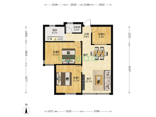 光明街 3室1厅1卫 79平方