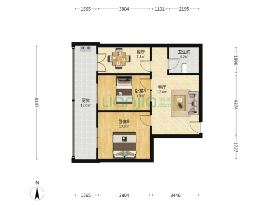 北大街果品公司宿舍 2室2厅1卫 69平方