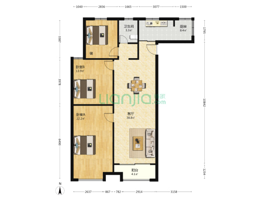 国投·天骄华庭 2室1厅1卫 123平方
